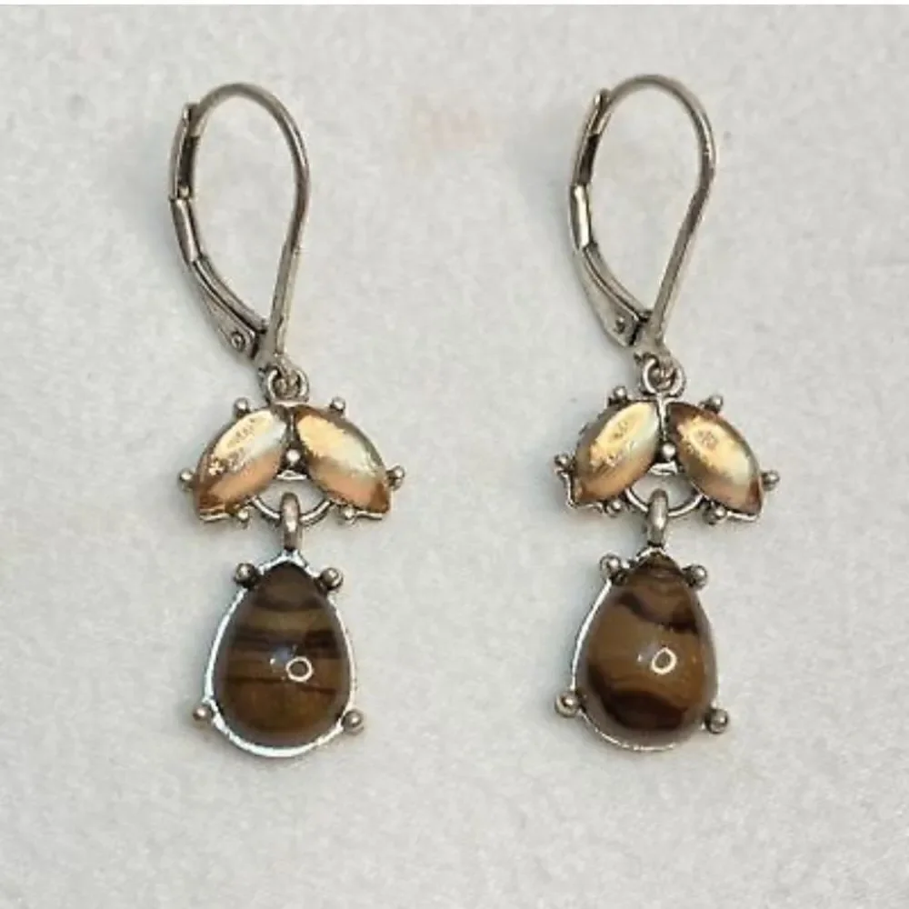 Vintage Avon Elegant Brown and Silver Earrings